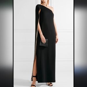 Halston Heritage Evening Collection Cape One Shoulder Column Gown Sz 0